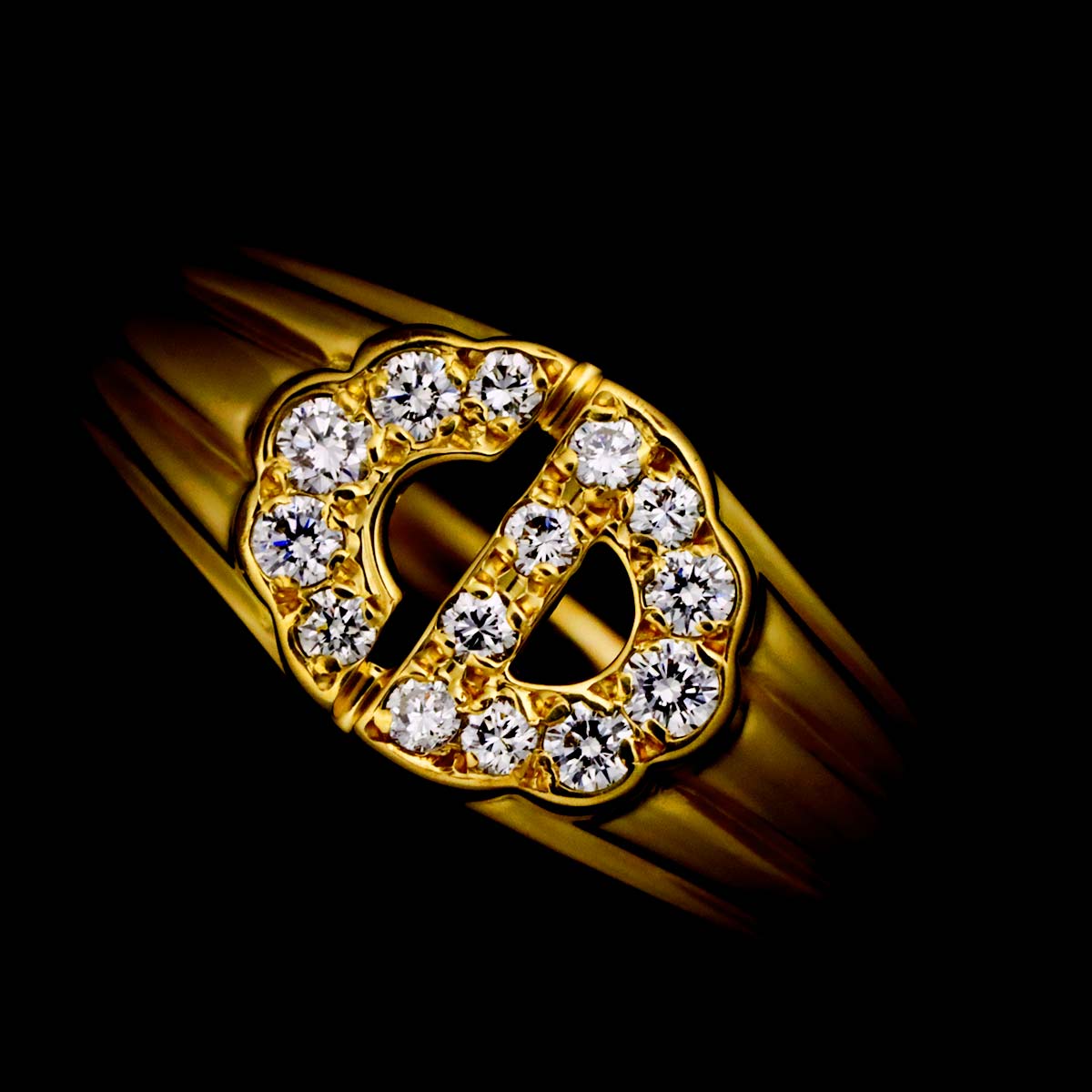 Diamond Ring 18K YG 750 size6-6.25(US)