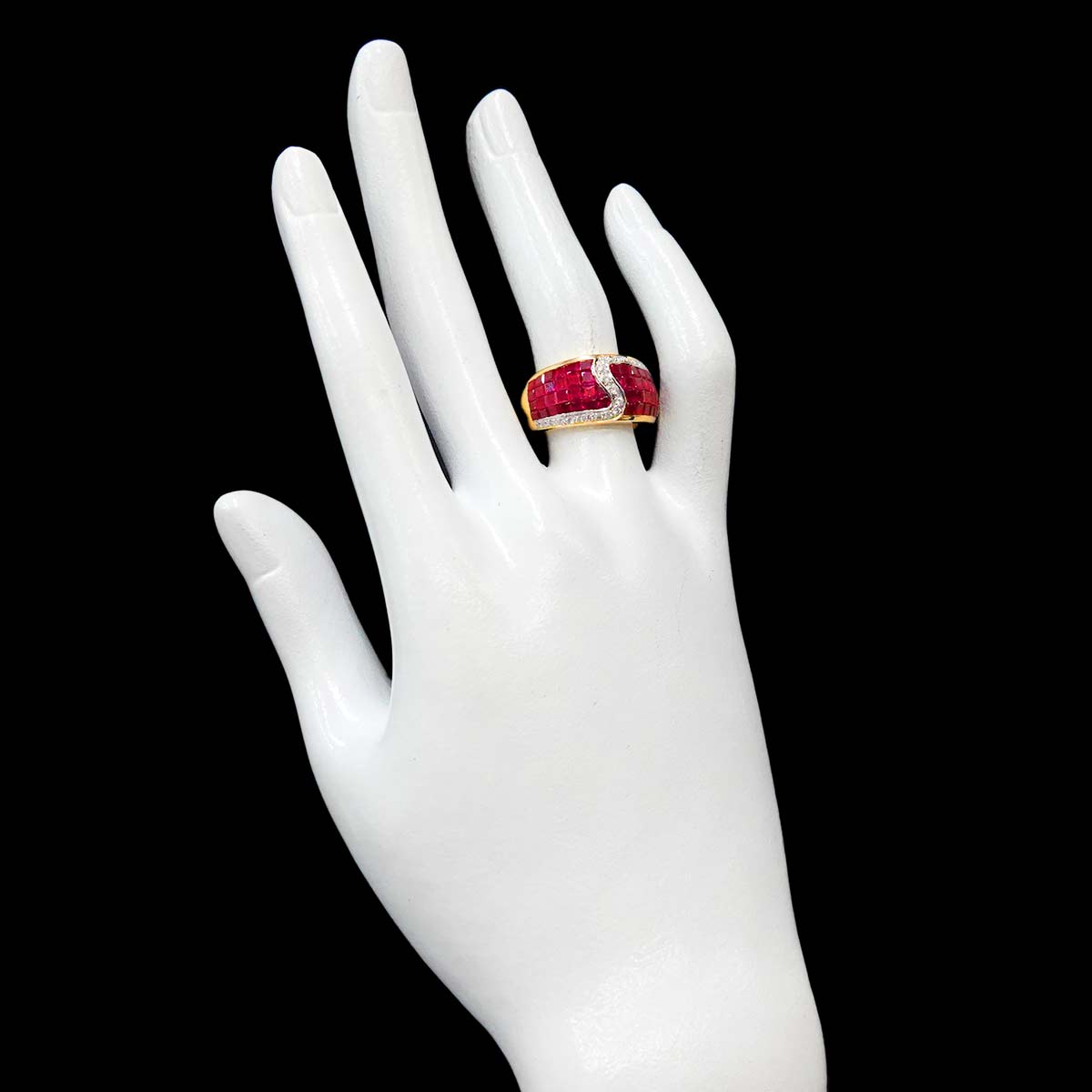 Ruby 5.05ct Diamond 0.18ct Ring 18K Yellow Gold 750 6.25-6.5(US)
