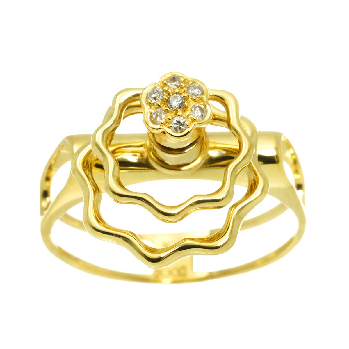 Diamond 0.05ct Ring 18K YG Yellow Gold 750 size6.25-6.5(US)