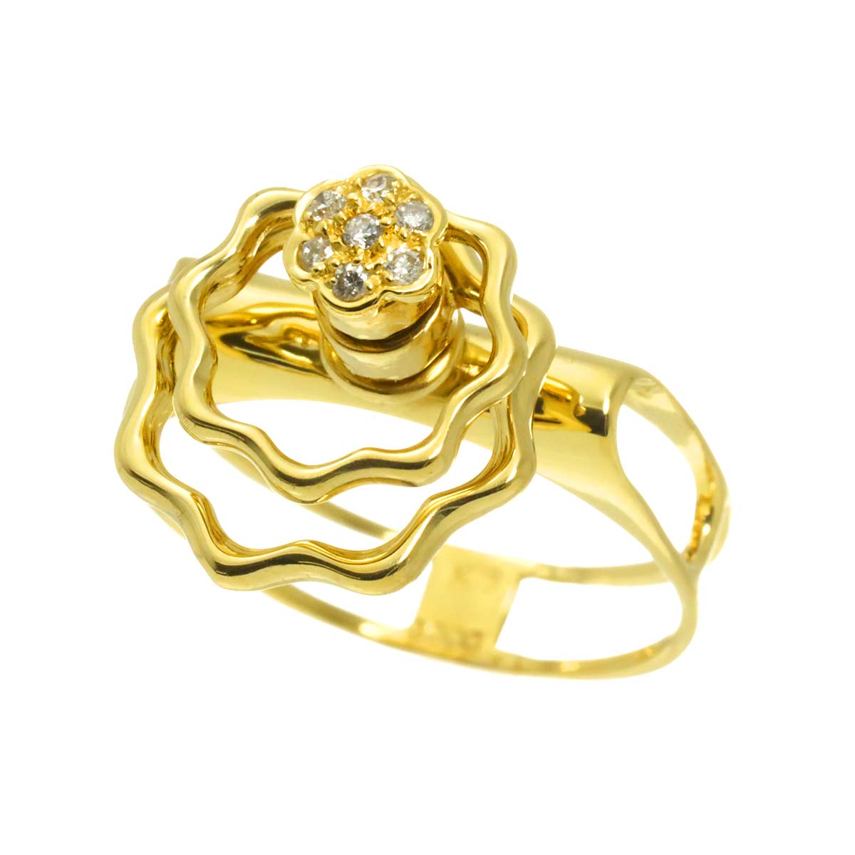 Diamond 0.05ct Ring 18K YG Yellow Gold 750 size6.25-6.5(US)