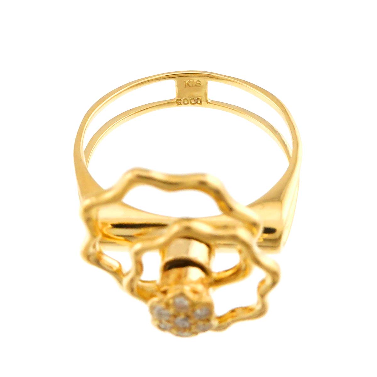 Diamond 0.05ct Ring 18K YG Yellow Gold 750 size6.25-6.5(US)