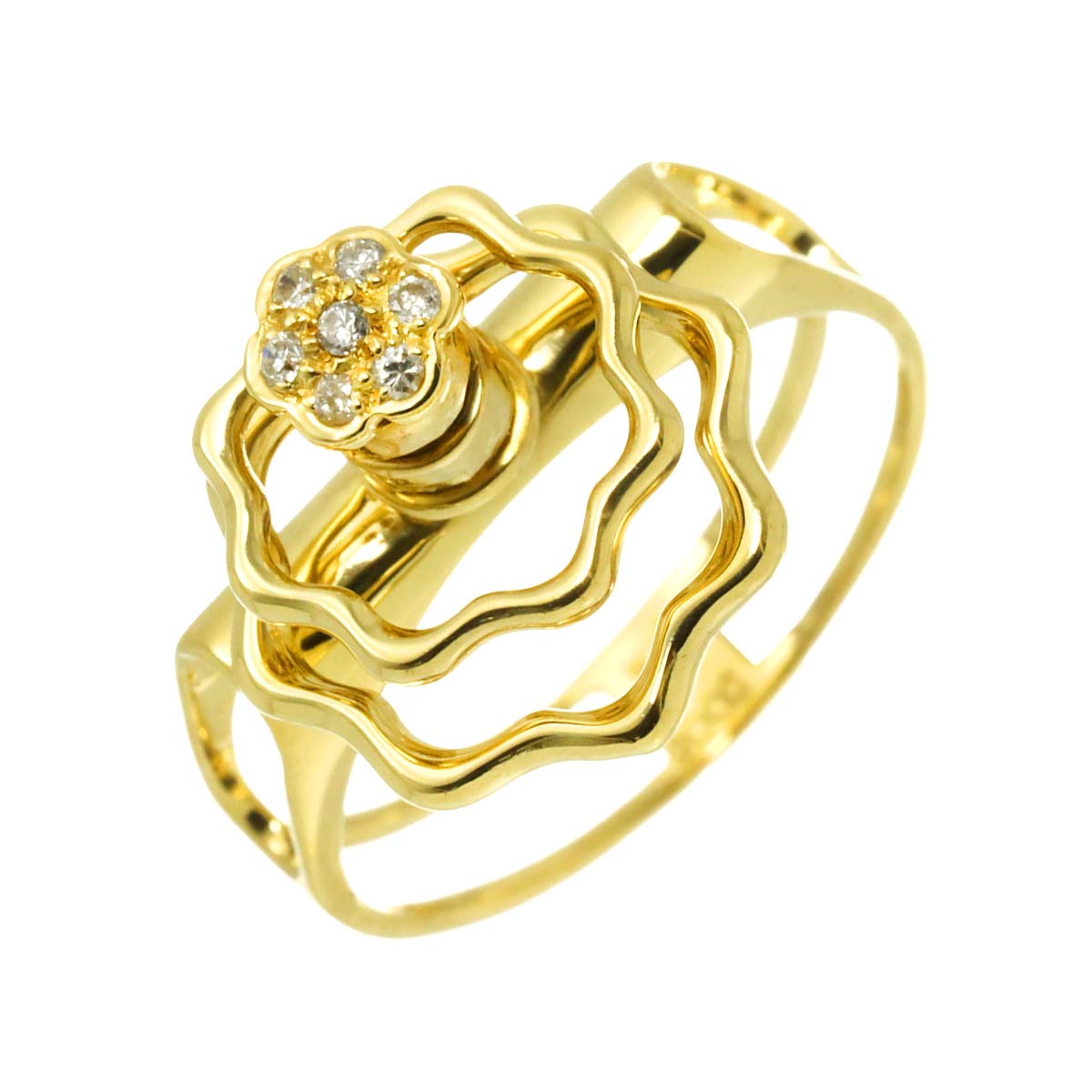 Diamond 0.05ct Ring 18K YG Yellow Gold 750 size6.25-6.5(US)