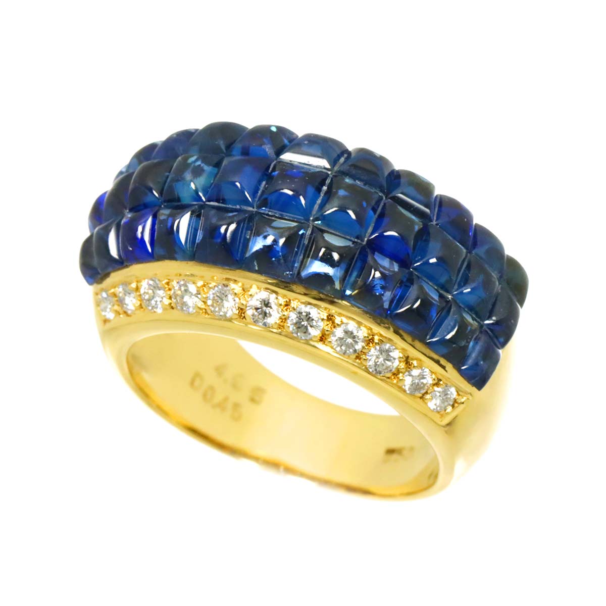 Sapphire 4.95ct Diamond 0.45ct Ring 18K YG Yellow Gold size6-6.25(US)
