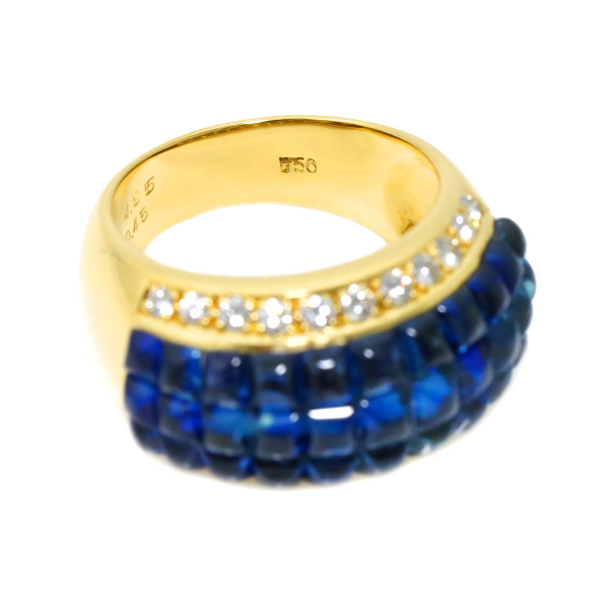 Sapphire 4.95ct Diamond 0.45ct Ring 18K YG Yellow Gold size6-6.25(US)