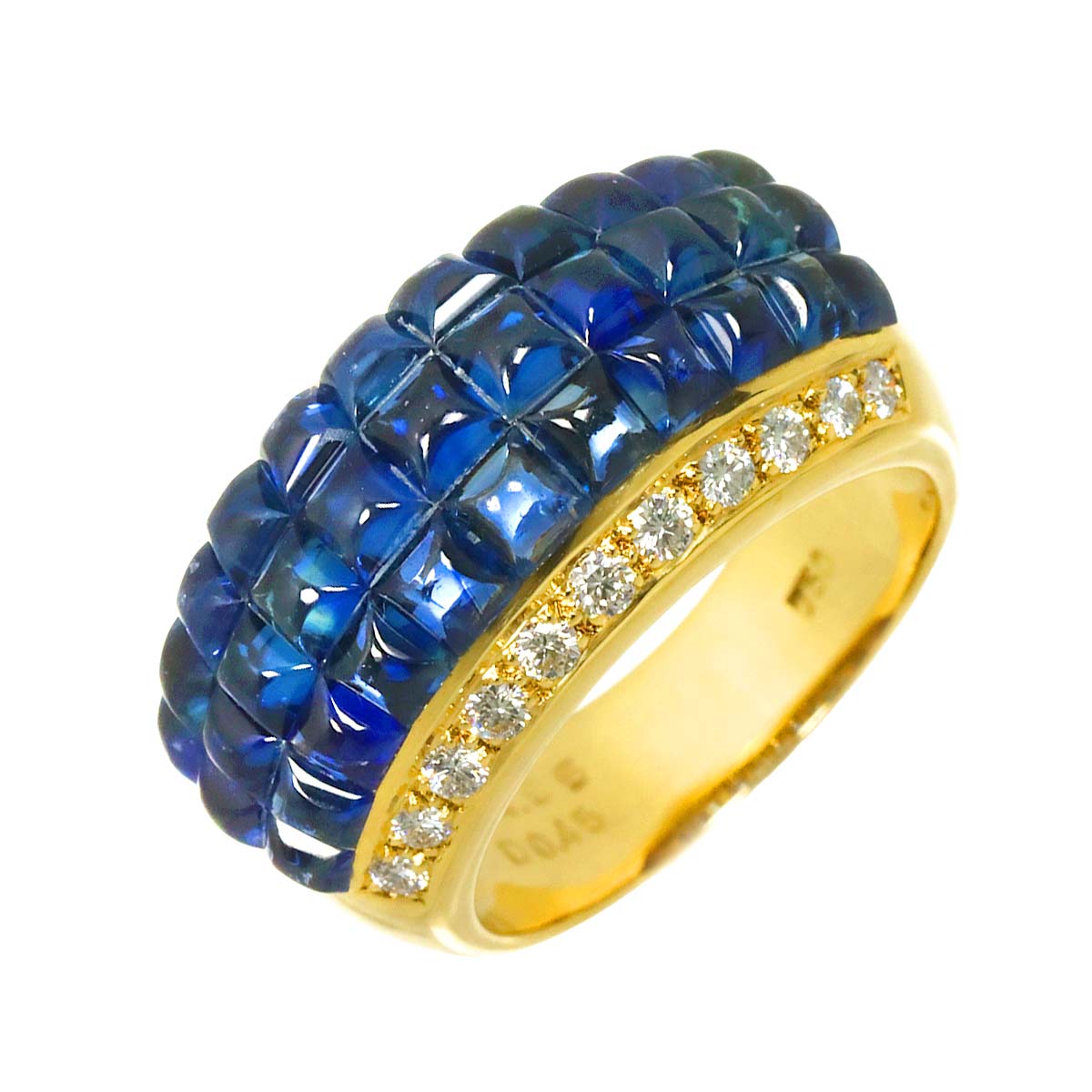 Sapphire 4.95ct Diamond 0.45ct Ring 18K YG Yellow Gold size6-6.25(US)
