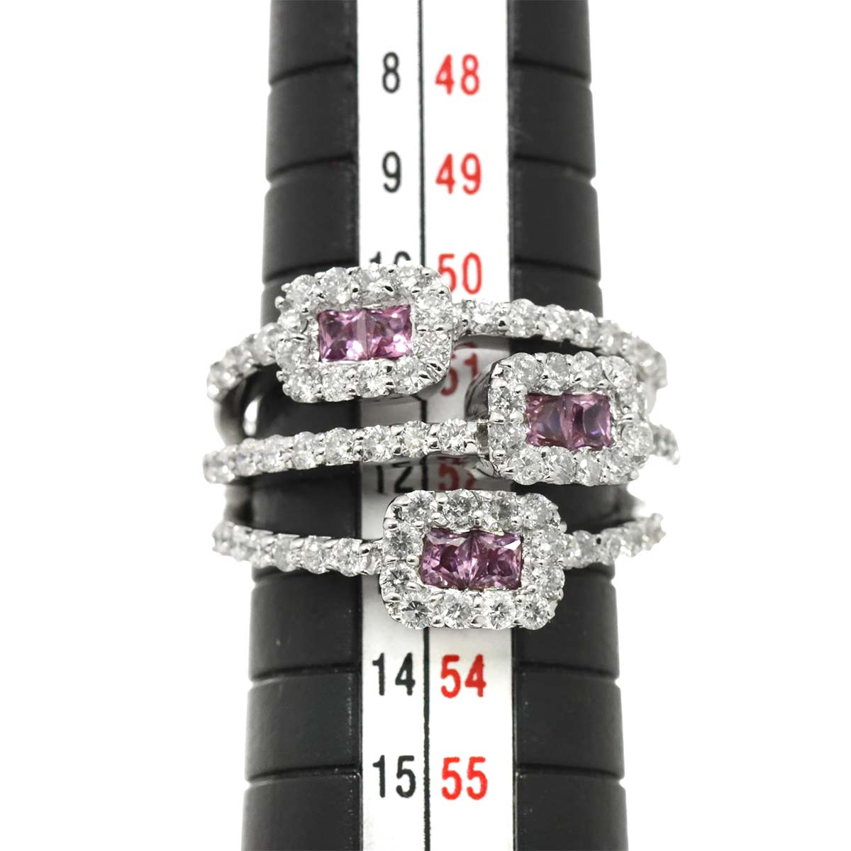 Sapphire 0.68ct Diamond 1.33ct Ring 18K K18 WG White Gold size6(US)