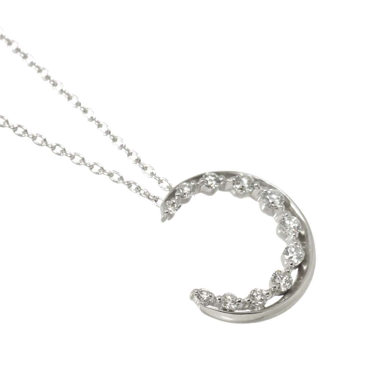 Diamond Moon Necklace 18K WG 750