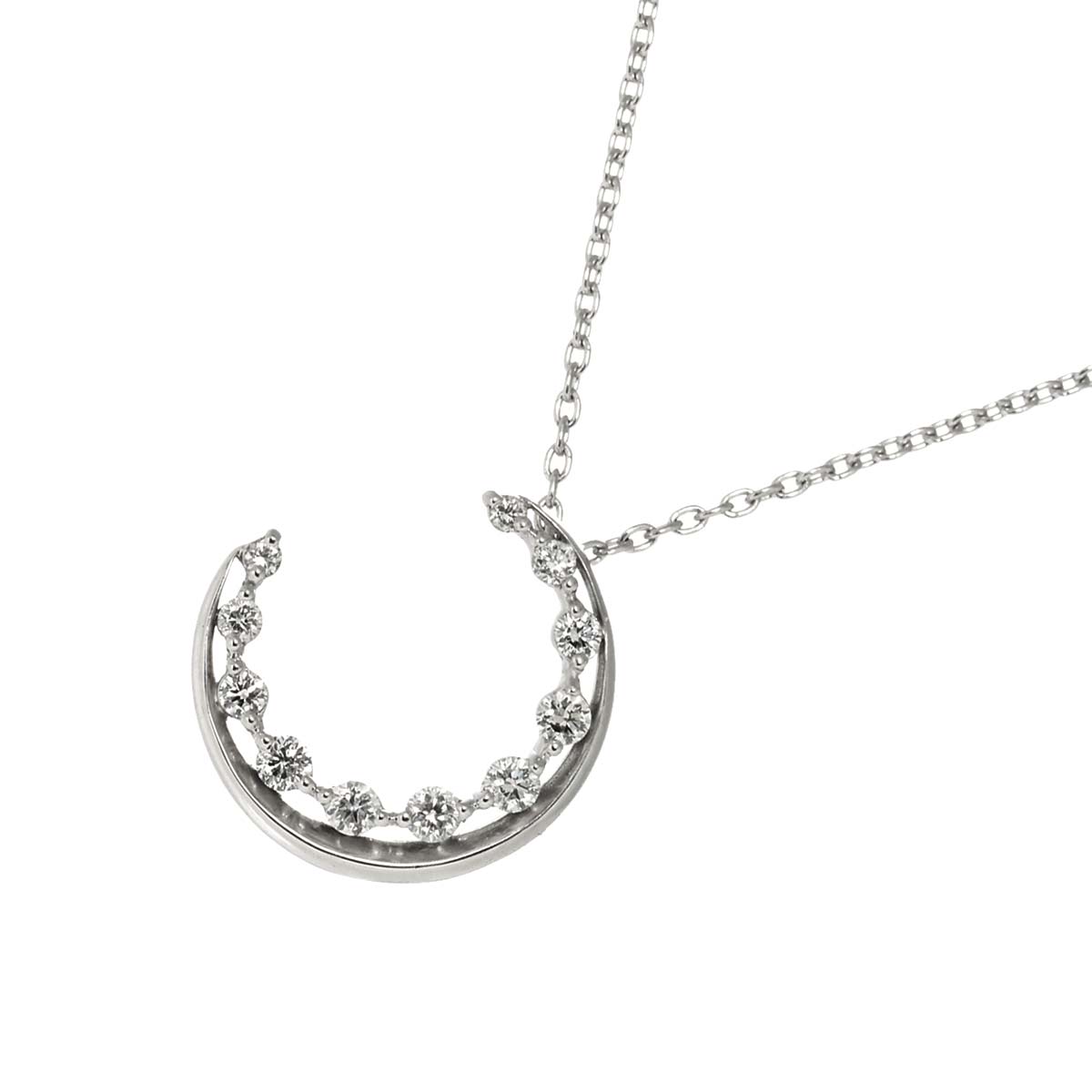 Diamond Moon Necklace 18K WG 750