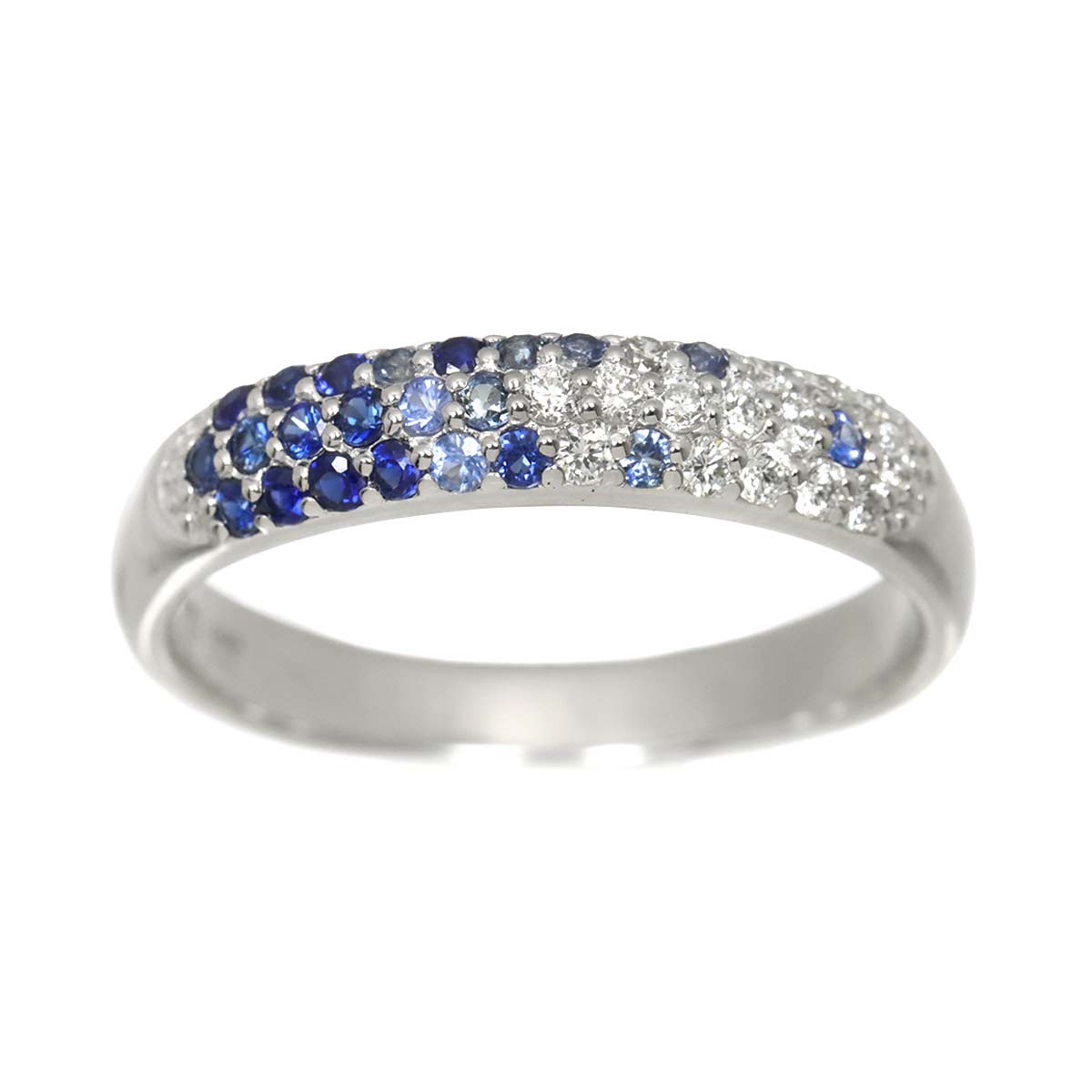 Sapphire 0.28ct Diamond 0.16ct Ring 18K WG Size6.25-6.5US