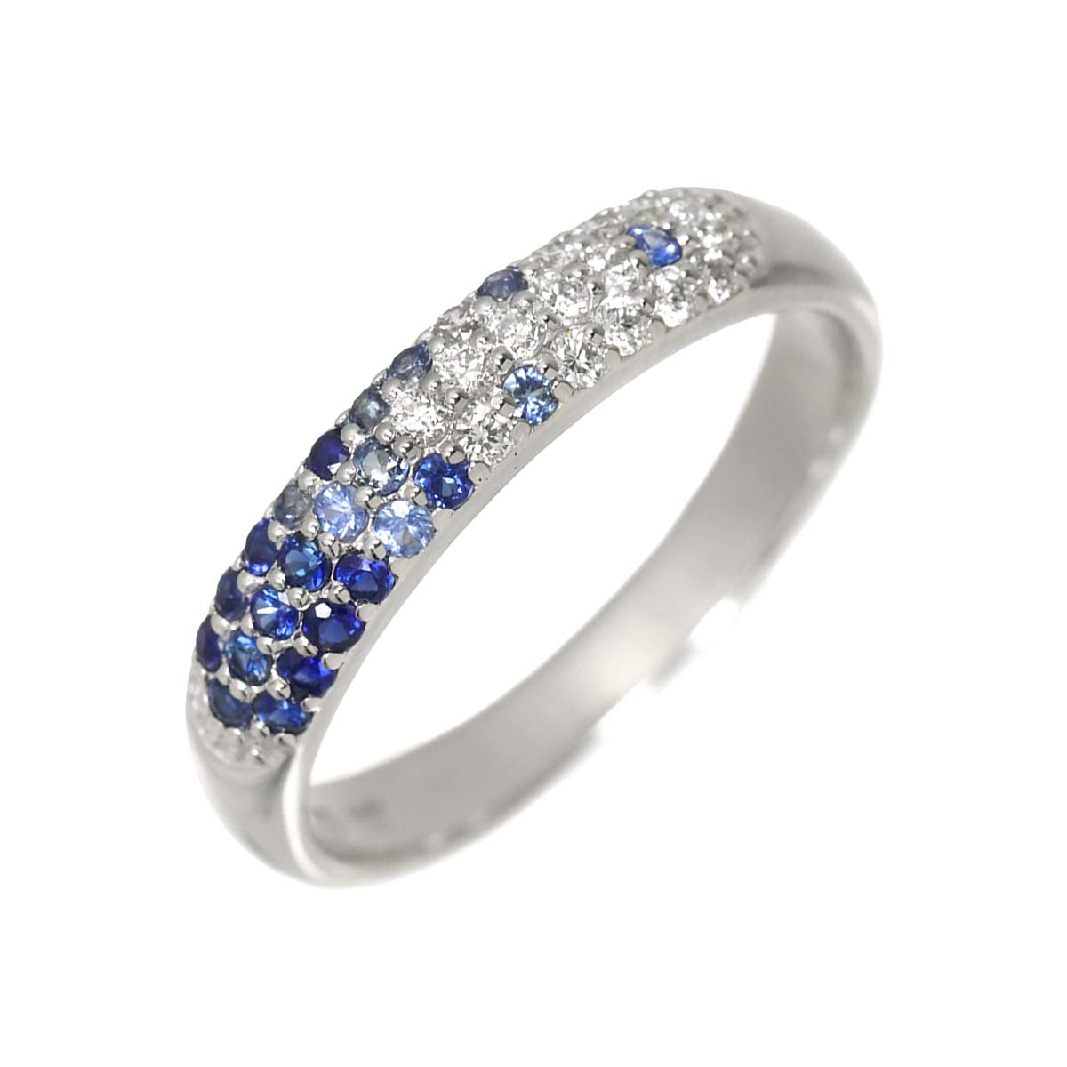 Sapphire 0.28ct Diamond 0.16ct Ring 18K WG Size6.25-6.5US