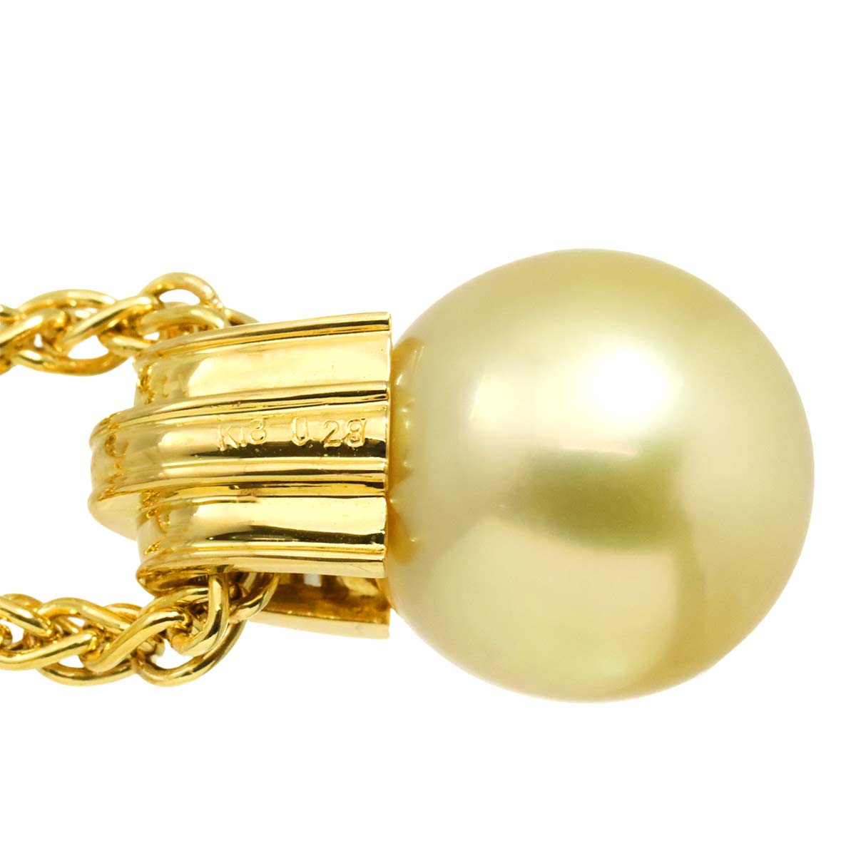 South Sea pearl 12.5mm Diamond Necklace 18K K18 YG Yellow Gold 750