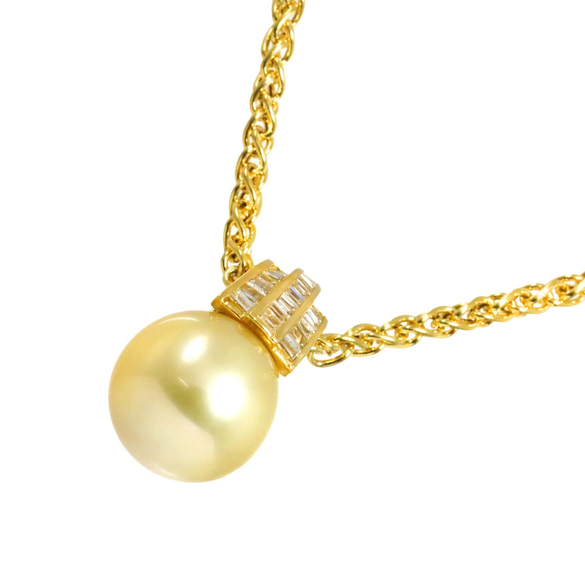 South Sea pearl 12.5mm Diamond Necklace 18K K18 YG Yellow Gold 750