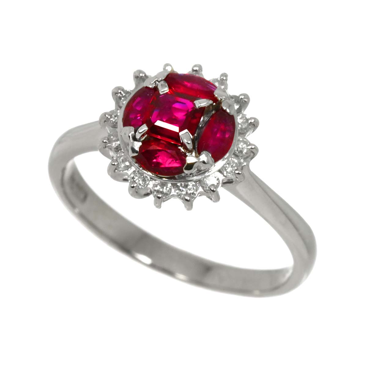 Ruby 1.00ct Diamond 0.16ct Ring Pt Platinum size6-6.25(US)