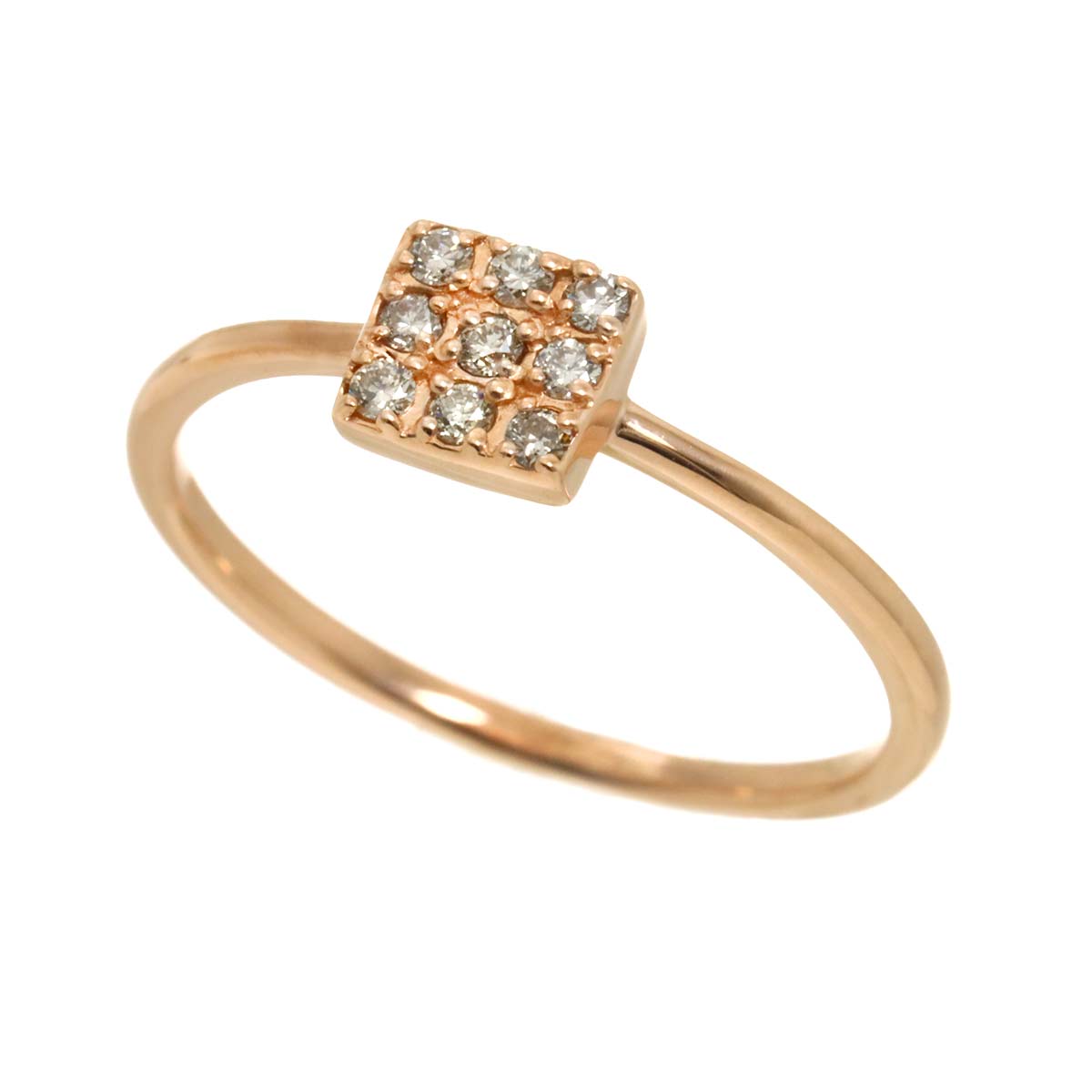 Diamond 0.10ct Ring 10K PG Pink Gold 416 Size5.5-5.75(US)