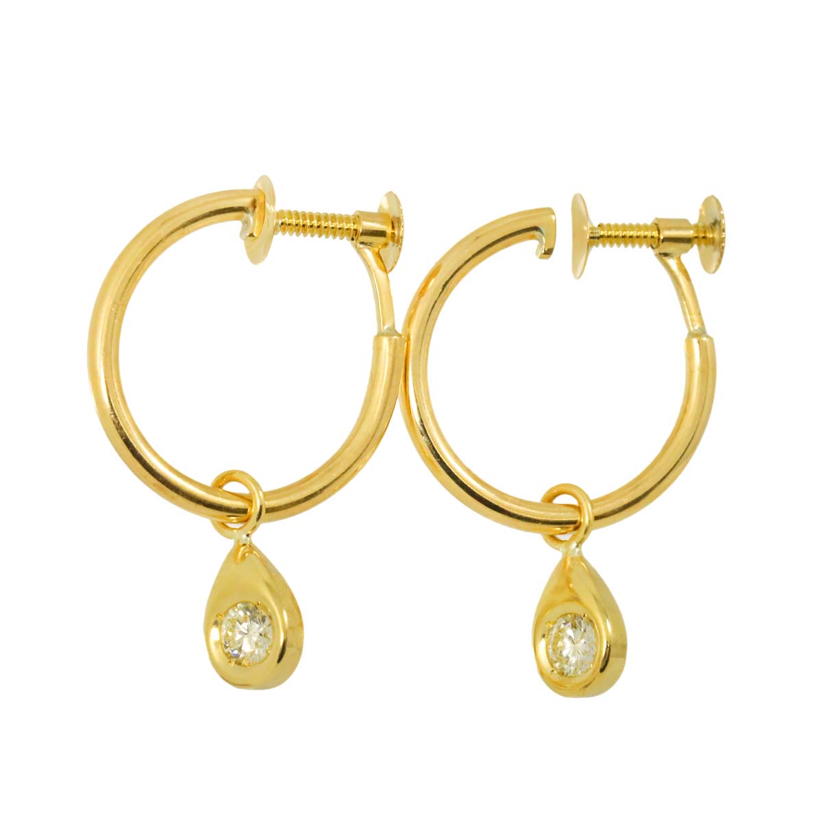 Diamond 0.15ct/0.15ct Earrings 18K K18 YG 750