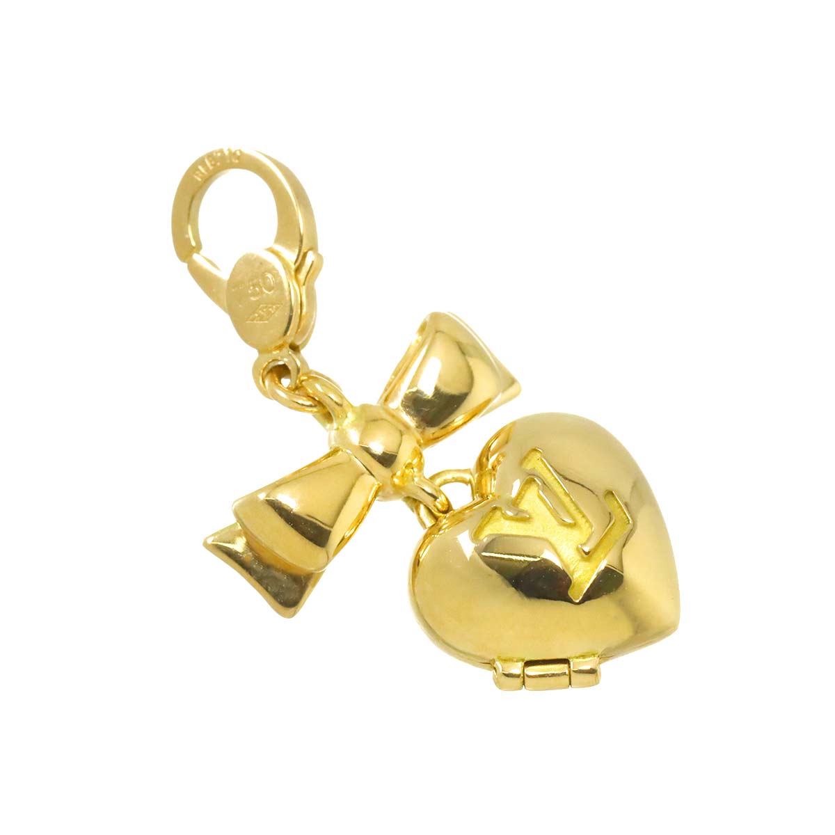 Monogram Heart Charm Pendant Top 18K YG 750