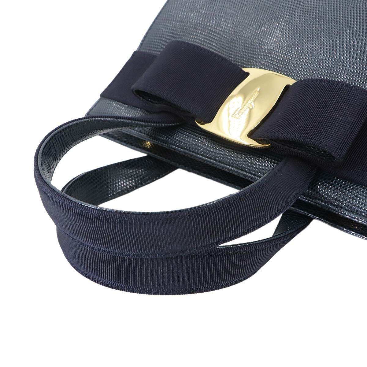 Vara 2way Hand Shoulder Bag Leather Navy Purse