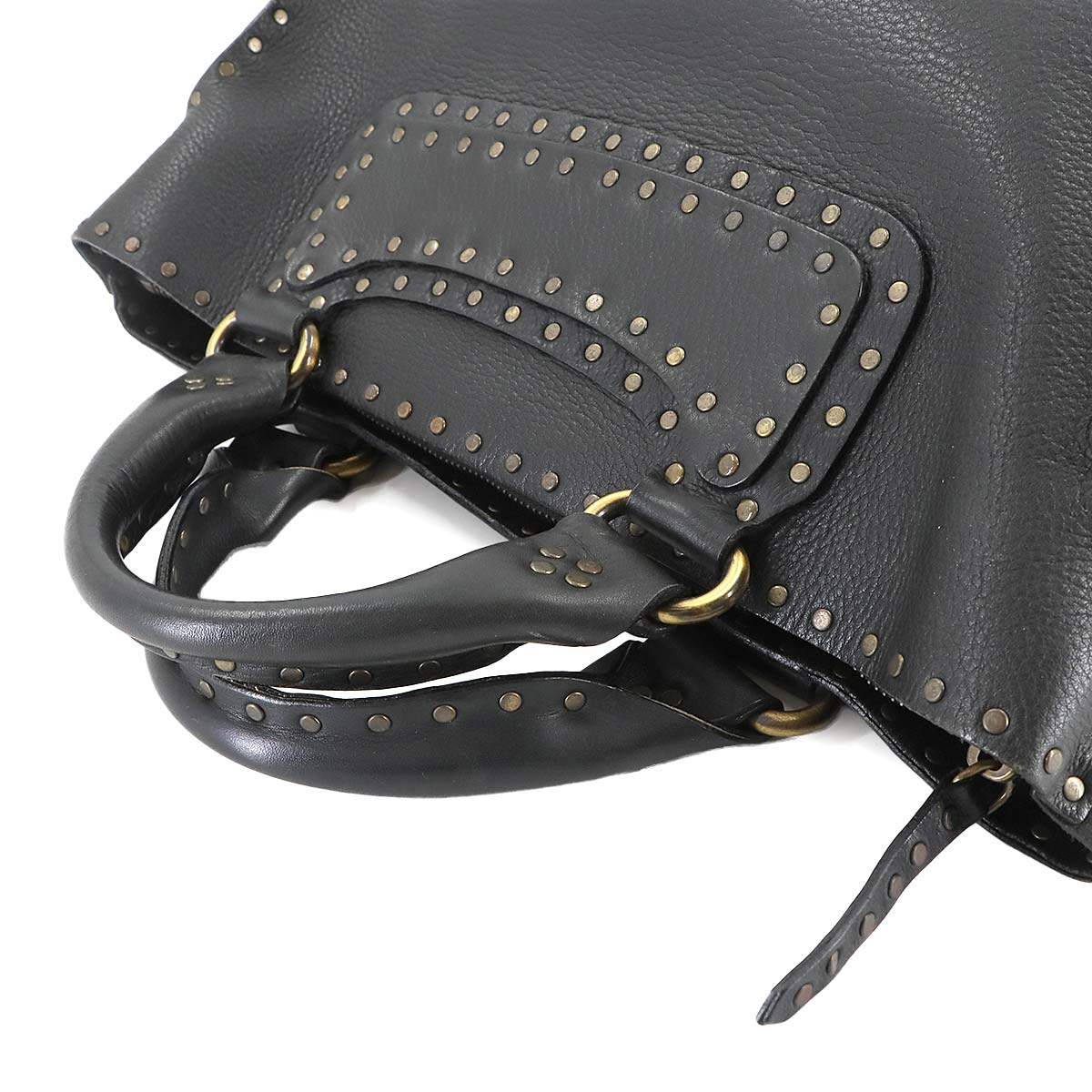 Boogie Hand Bag Leather Black Studs Purse