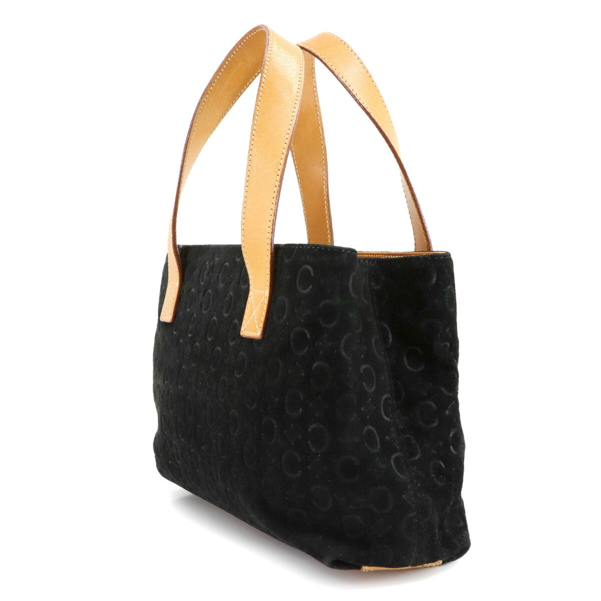 Macadam C Logos Hand Bag Suede Leather Black Brown Logos Purse