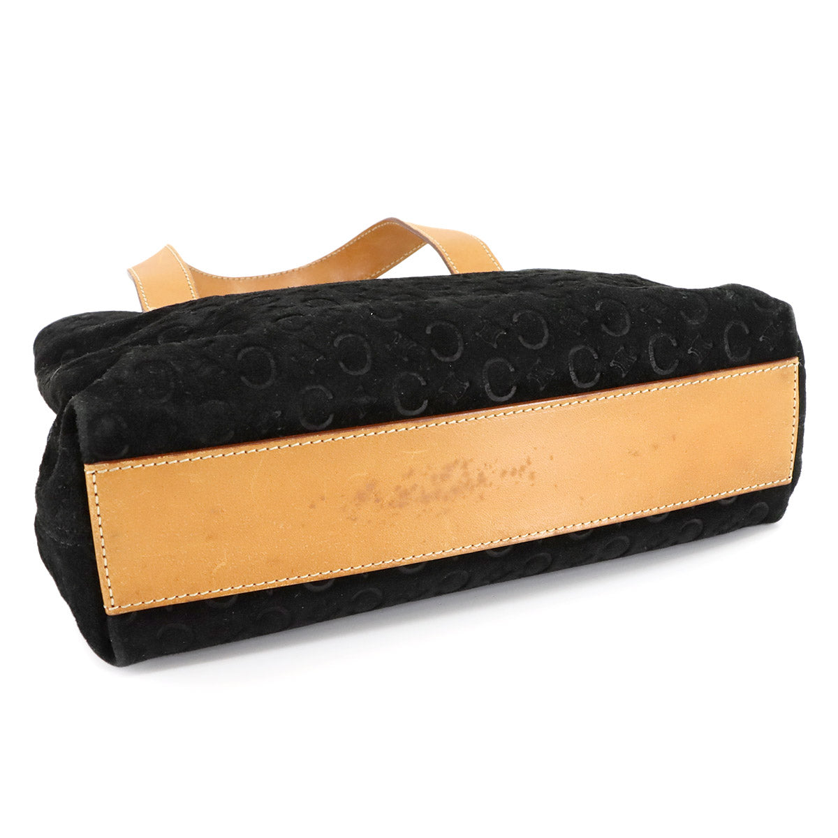 Macadam C Logos Hand Bag Suede Leather Black Brown Logos Purse