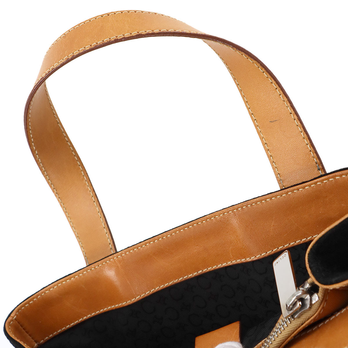 Macadam C Logos Hand Bag Suede Leather Black Brown Logos Purse