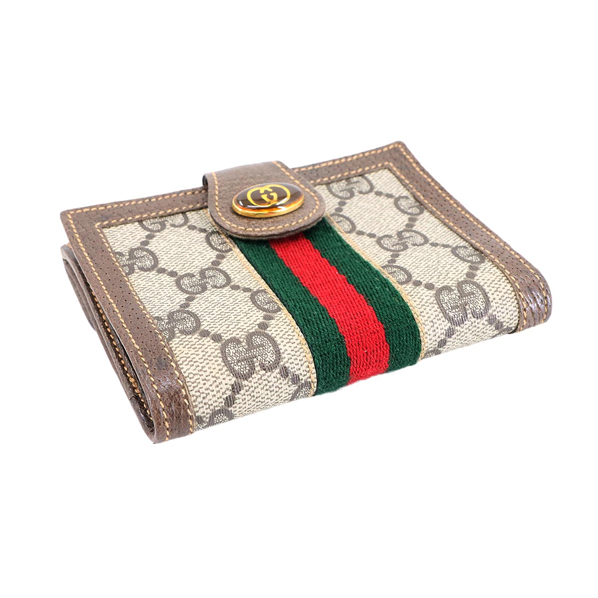 Web Stripe Compact Bi-Fold Wallet GG Supreme Canvas Vintage