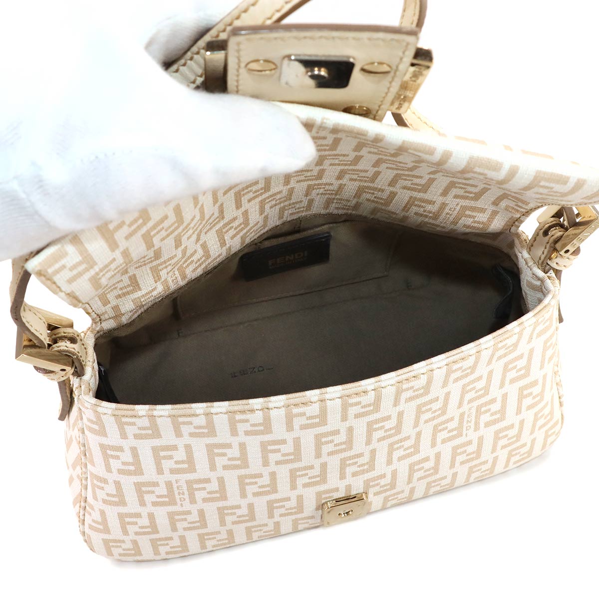 Zucchino Mini Mamma Baguette Shoulder Bag PVC Crema 8BR180