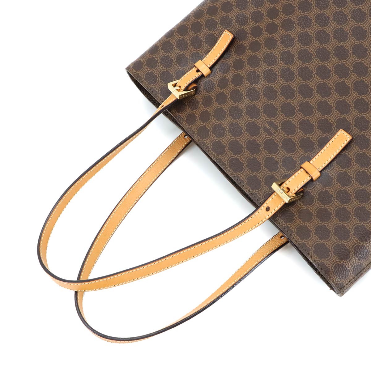 Macadam Hand Bag PVC Leather Brown Vintage Purse