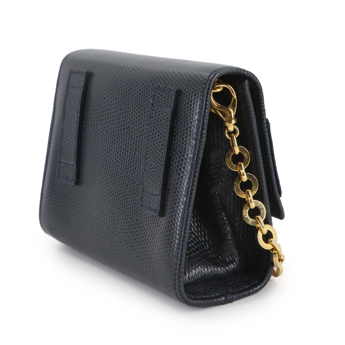 Vara Chain Shoulder Bag Leather Navy AQ213202