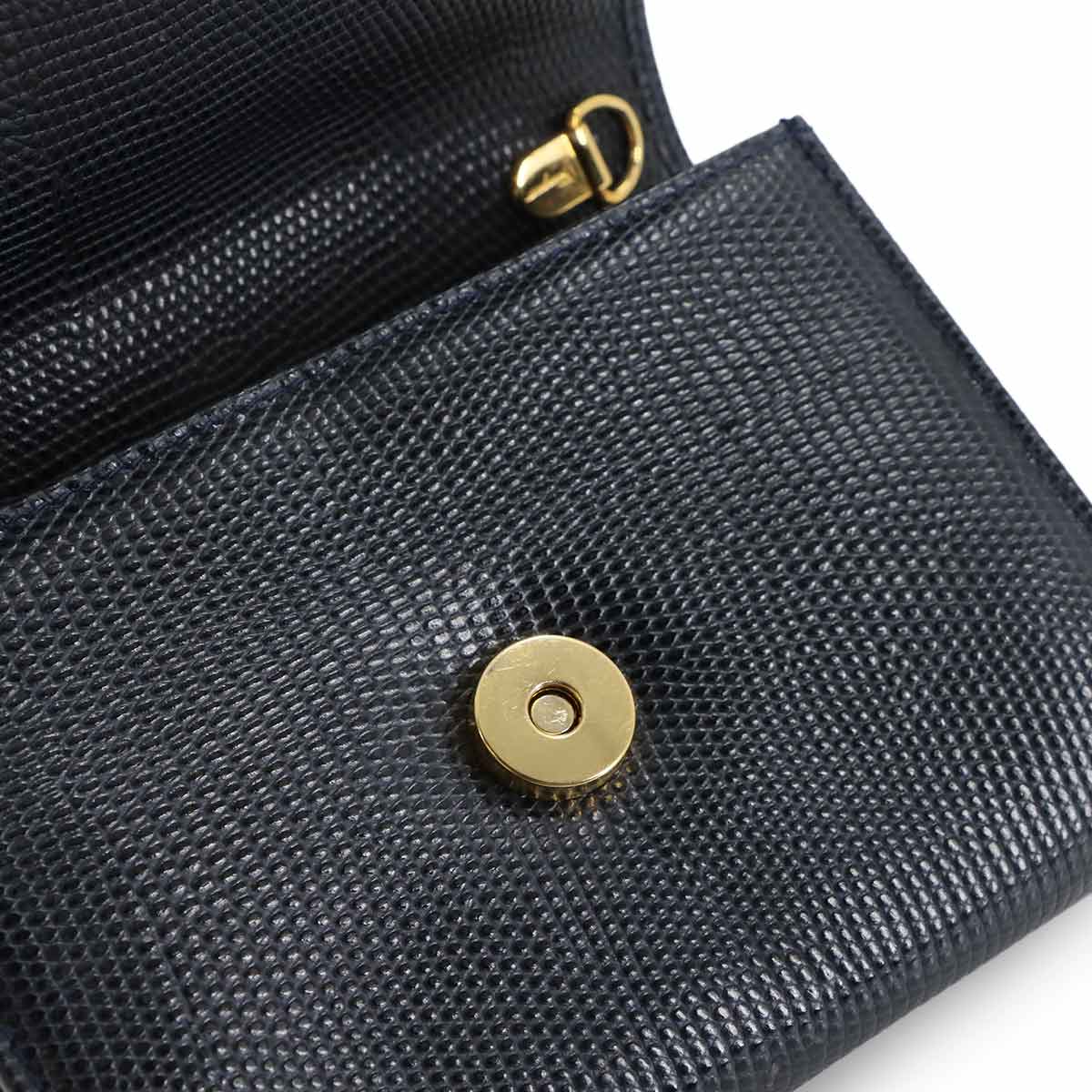 Vara Chain Shoulder Bag Leather Navy AQ213202