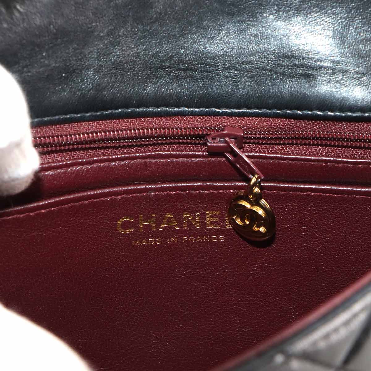 Mini Matelasse Chain Shoulder Bag Leather Black A01115 Purse