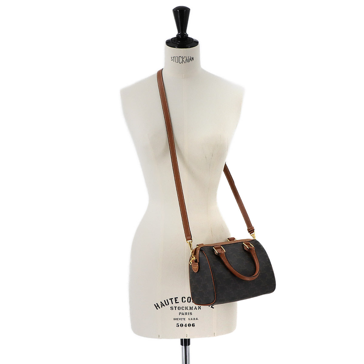 Triomphe Small Boston Bag Hand Shoulder PVC Leather 113772