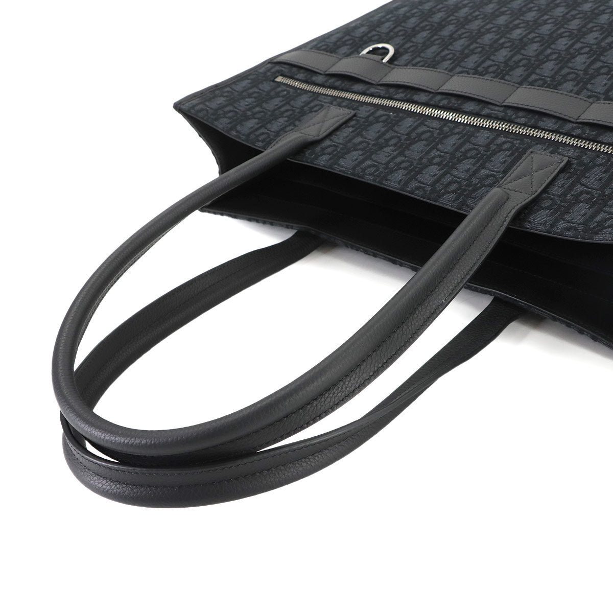 Oblique Safari Tote Bag Canvas Leather Black