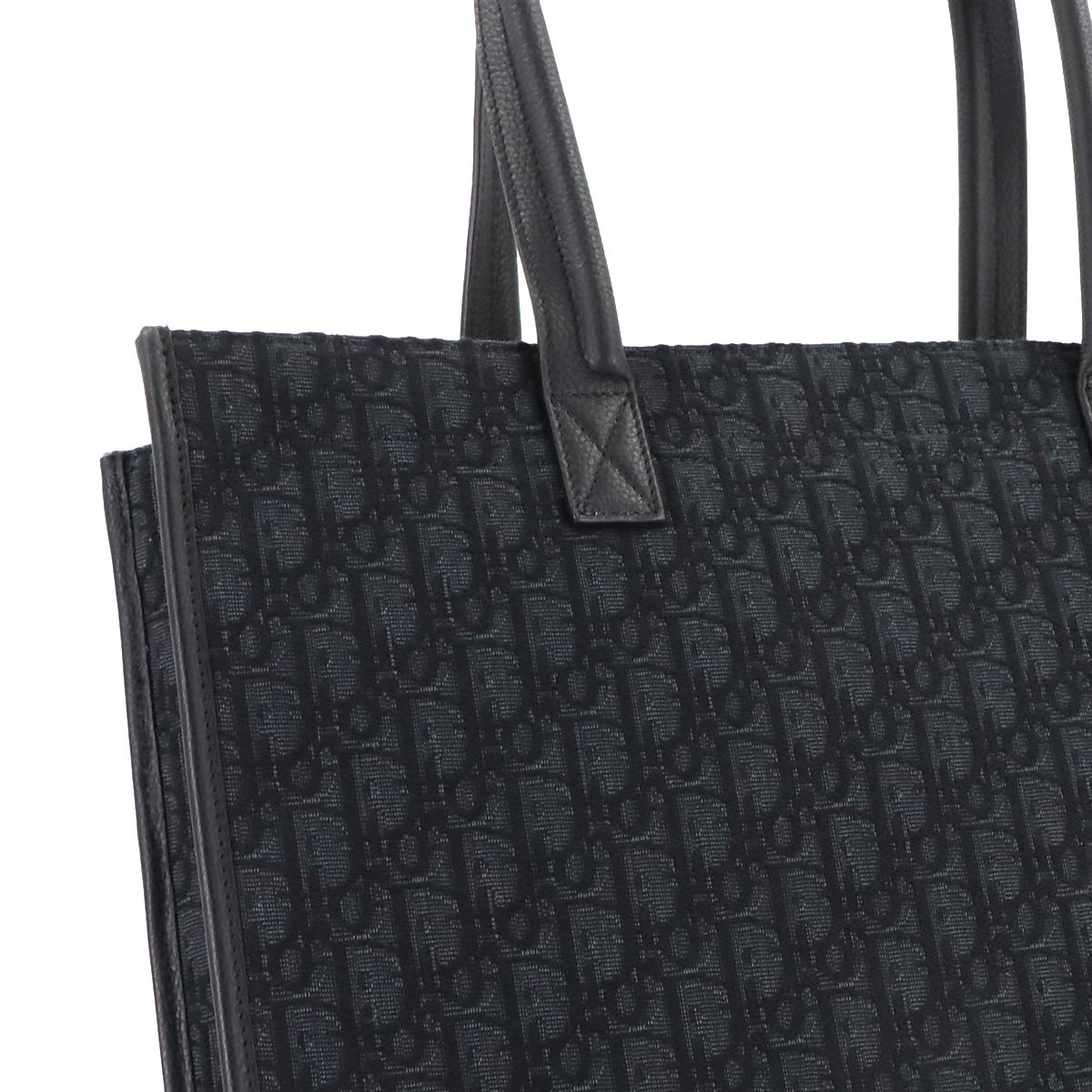 Oblique Safari Tote Bag Canvas Leather Black