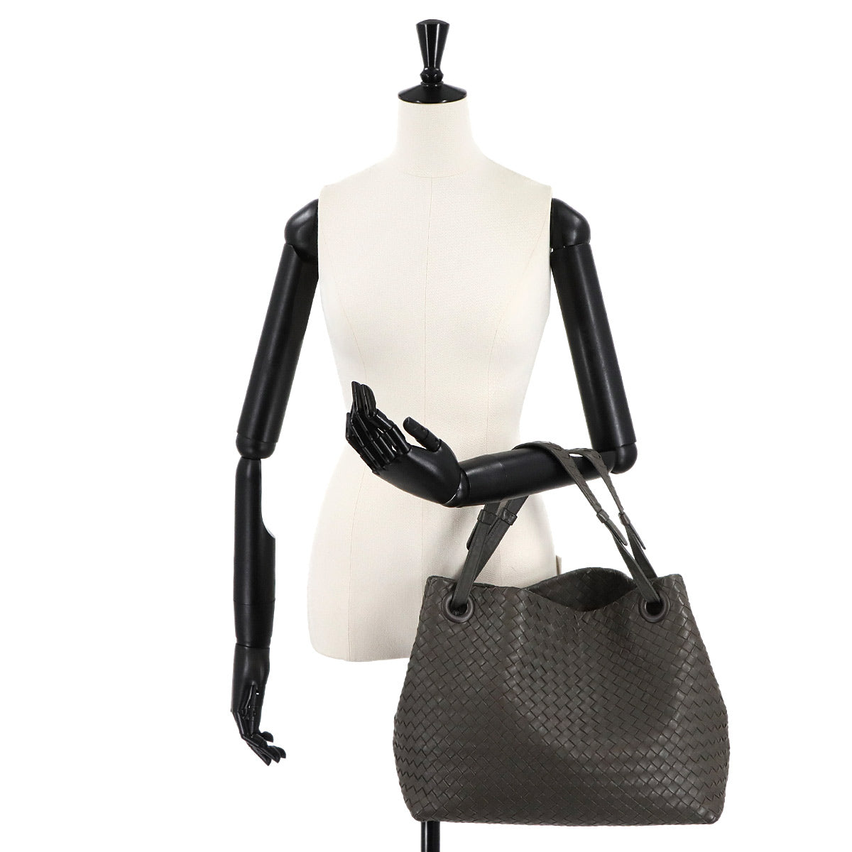 Intrecciato Medium Garda Tote Bag Leather Gray 179320