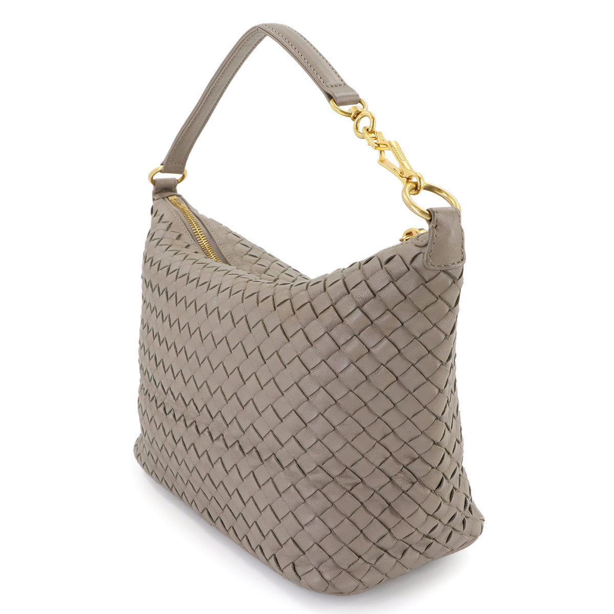 Intrecciato Shoulder Bag Leather Greige 239988