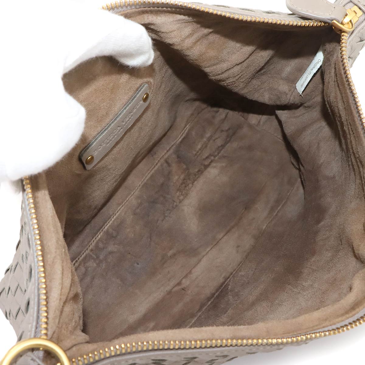 Intrecciato Shoulder Bag Leather Greige 239988