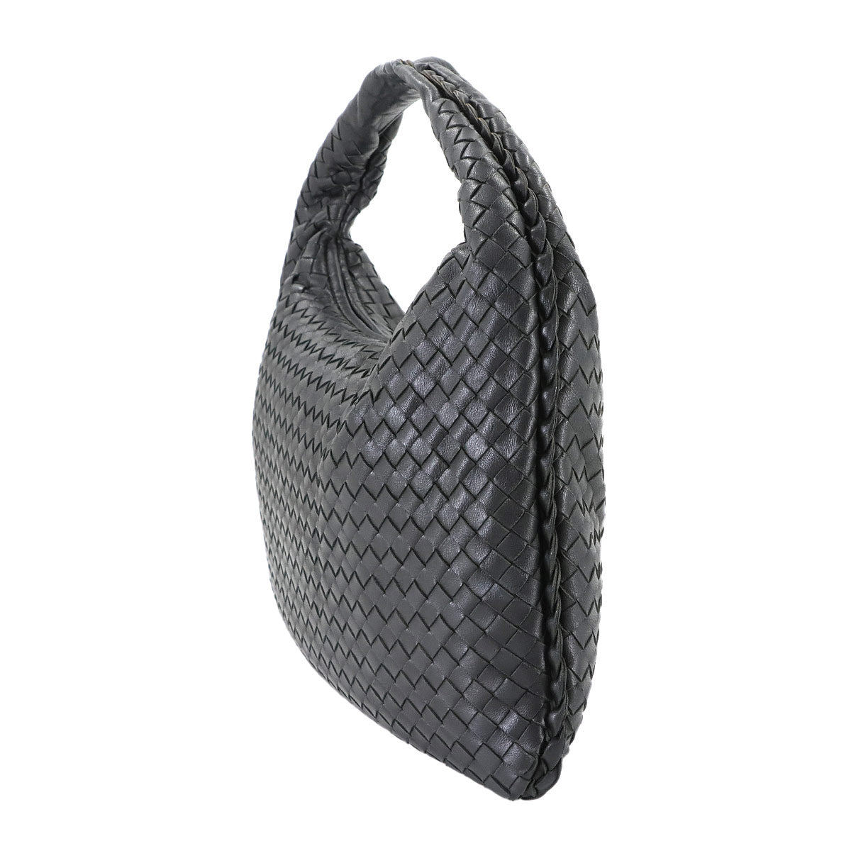 Intrecciato Shoulder Bag Leather Black 115653