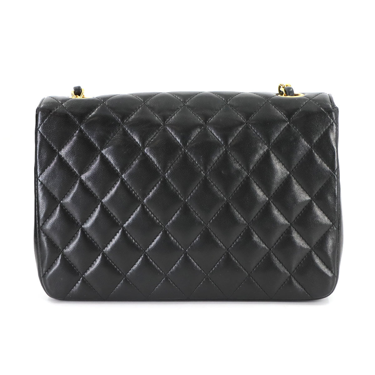 Matelasse Chain Shoulder Bag Leather Black Vintage Purse