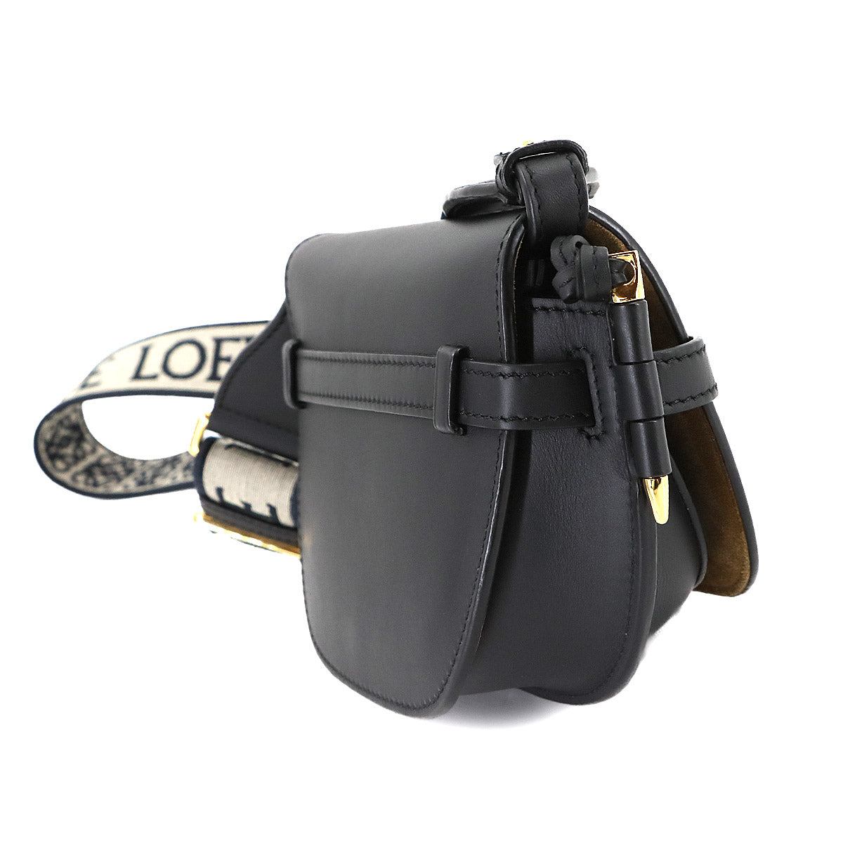 Mini Gate Dual Shoulder Bag Leather Black Purse