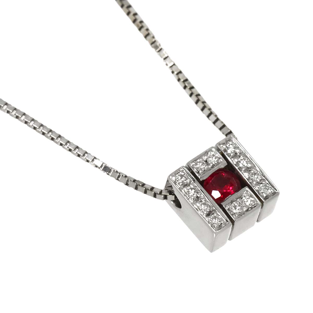Belle Epoque Ruby Diamond Necklace 18K WG 750