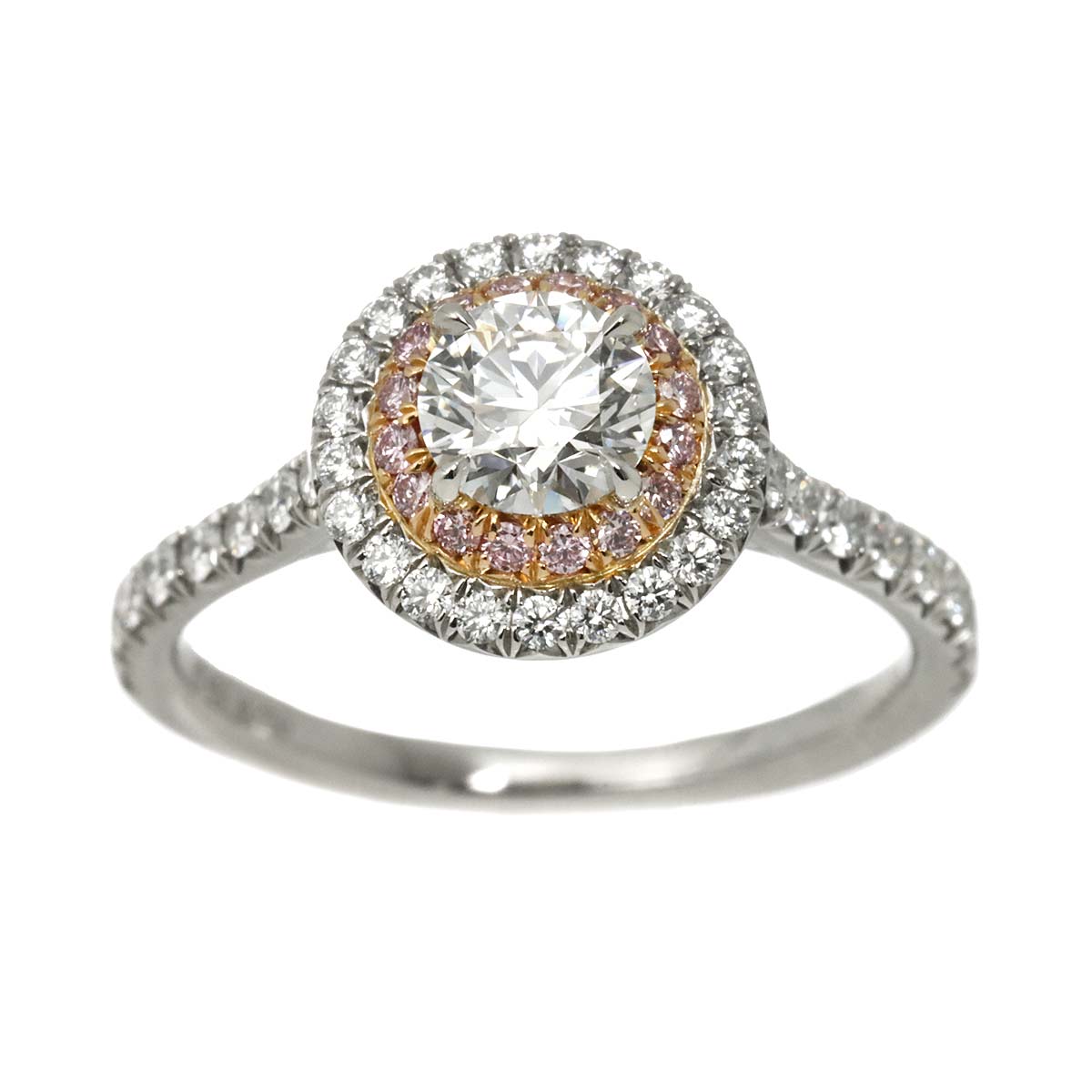 Diamond 0.50ct H/IF/EX Ring Pt 18K PG Size5.25-5.5(US)