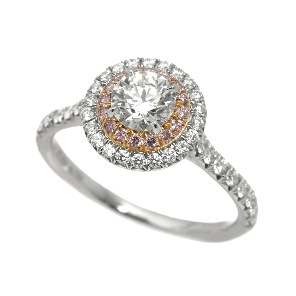 Diamond 0.50ct H/IF/EX Ring Pt 18K PG Size5.25-5.5(US)