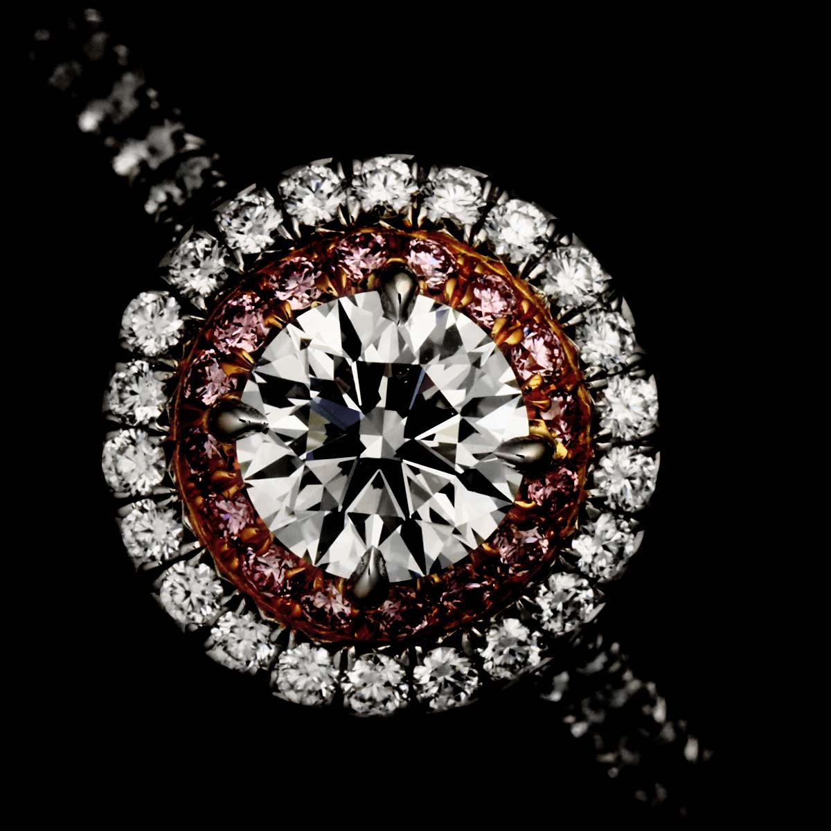 Diamond 0.50ct H/IF/EX Ring Pt 18K PG Size5.25-5.5(US)