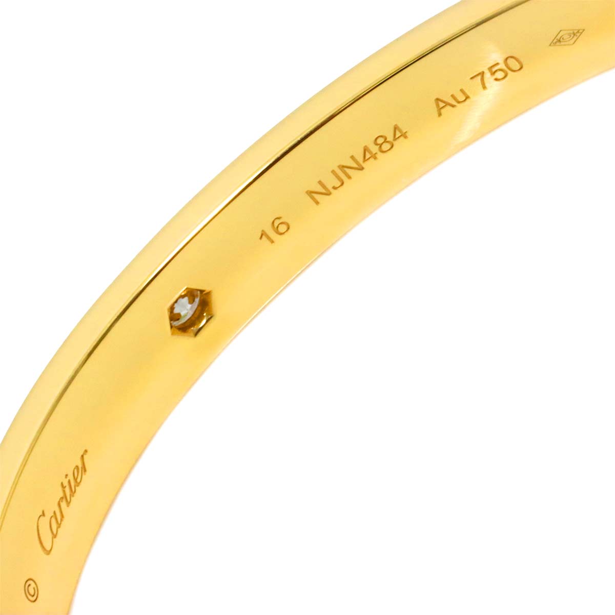 Love Bracelet Diamond 4P Bangle 18K YG 750 Size16