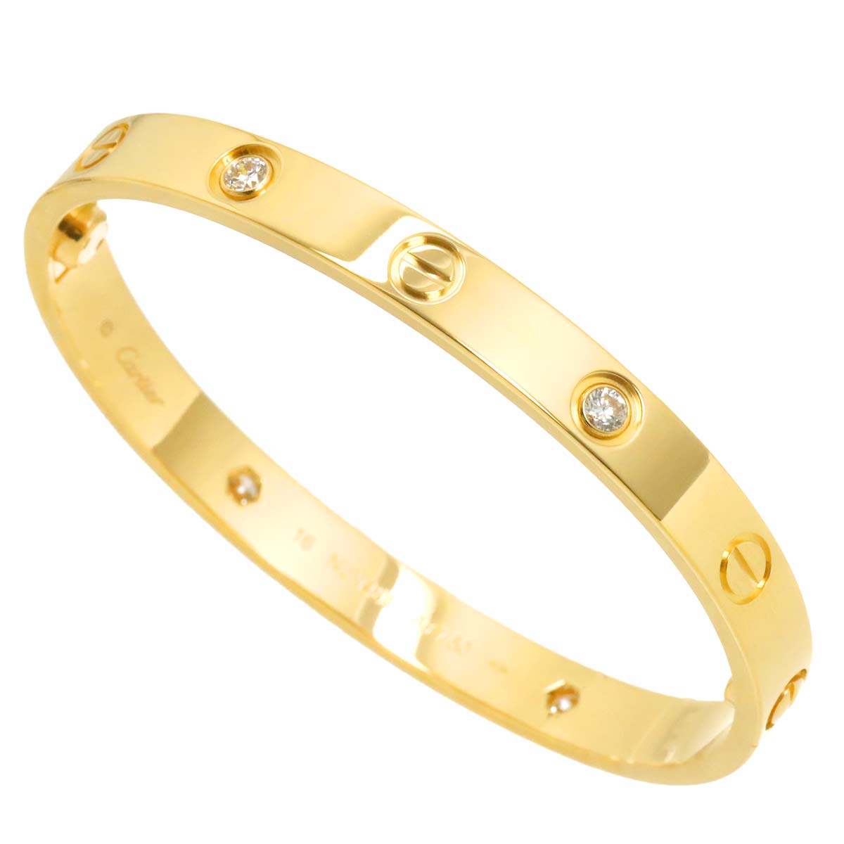 Love Bracelet Diamond 4P Bangle 18K YG 750 Size16