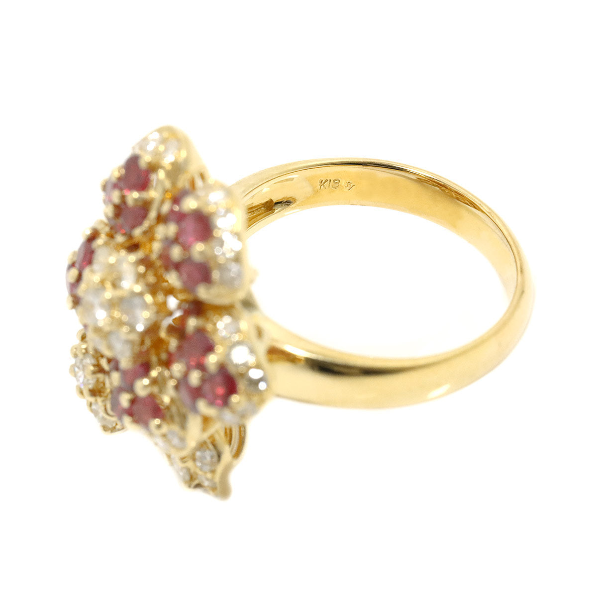 Diamond 1.83ct Ruby 1.50ct Ring 18K YG Size6.25-6.5(US)