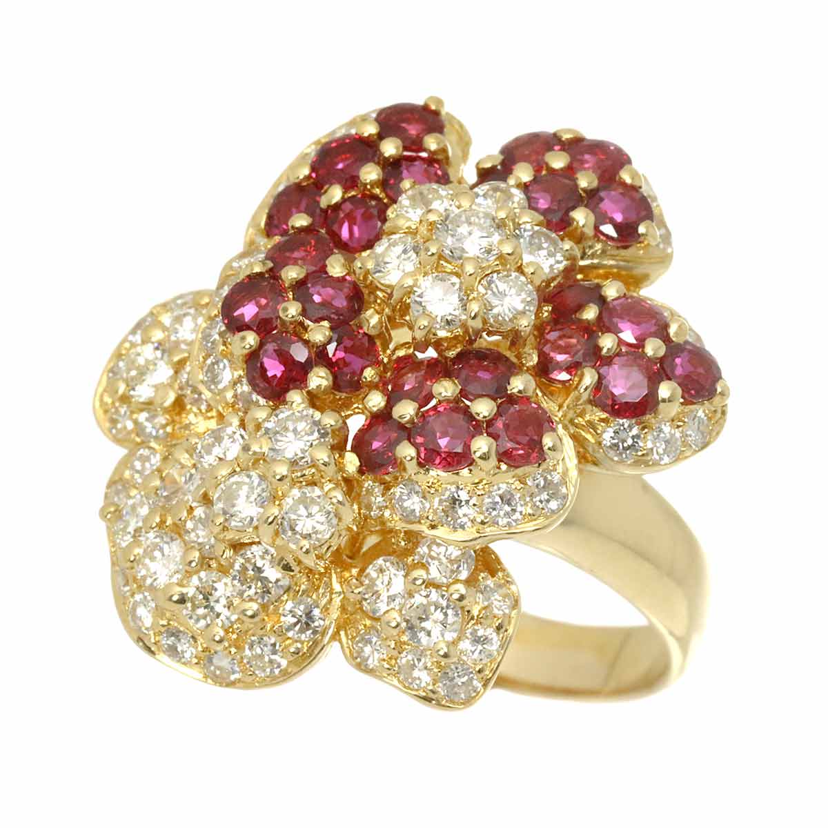 Diamond 1.83ct Ruby 1.50ct Ring 18K YG Size6.25-6.5(US)