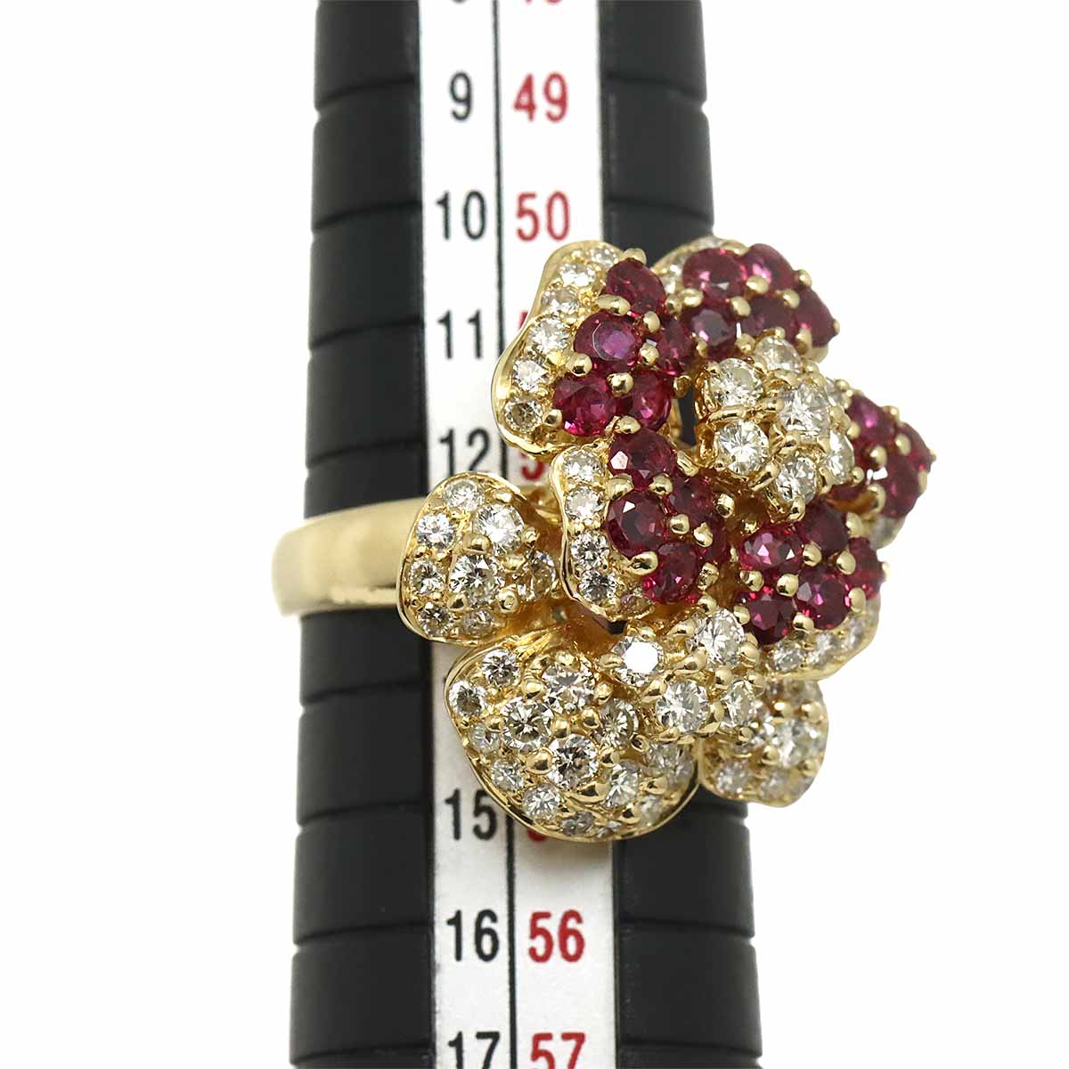 Diamond 1.83ct Ruby 1.50ct Ring 18K YG Size6.25-6.5(US)