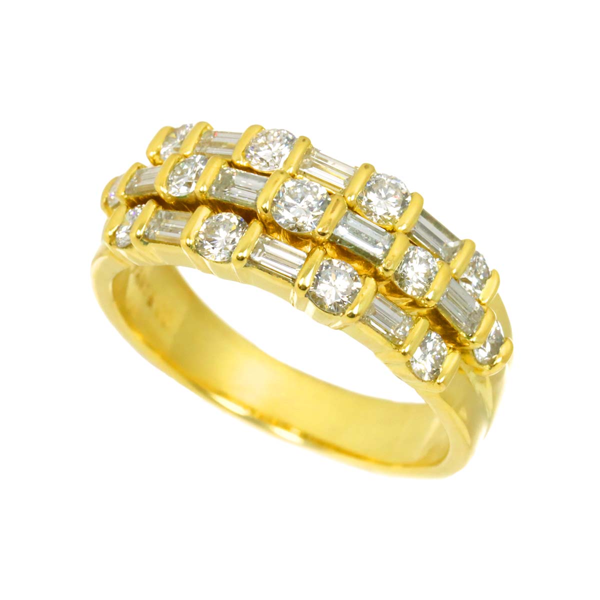 Diamond Ring 18K Yellow Gold 750 Size5.5-5.75(US)
